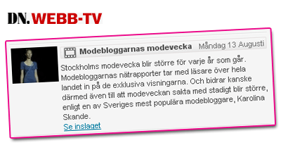 Kort intervju på DN Webbteve om modeveckan